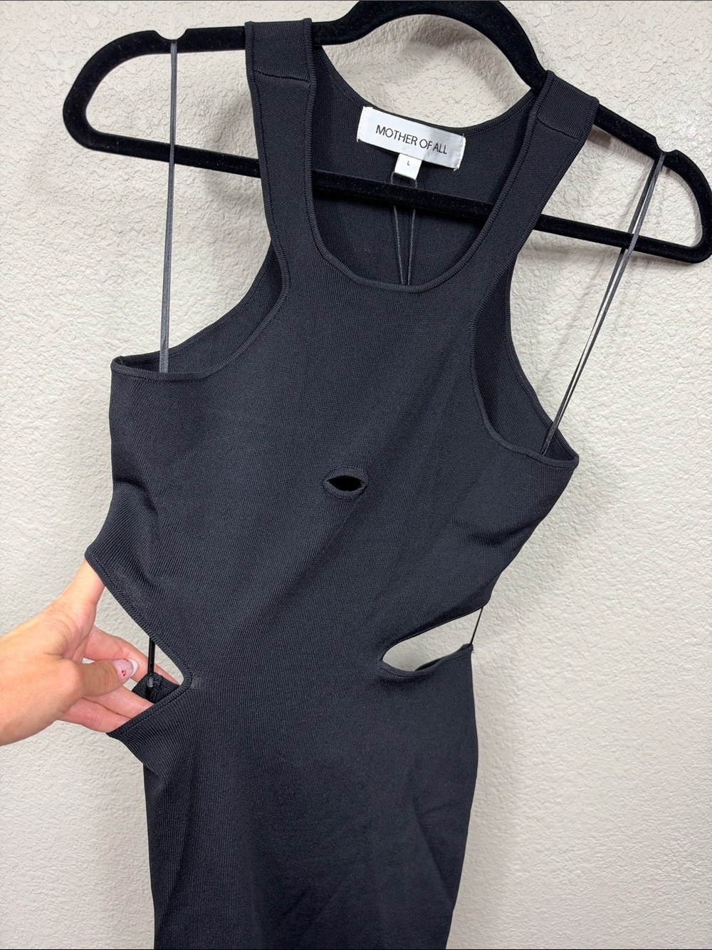 NWT Mother Of All Devon Knit Midi Dress Black Cut Out Bodycon Sz L - Picture 6 of 12
